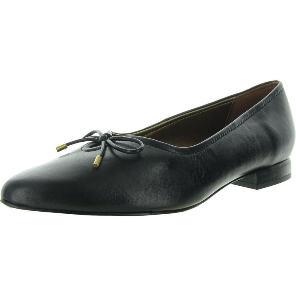 Naturalizer Black Leather Ballet Flats with Bow